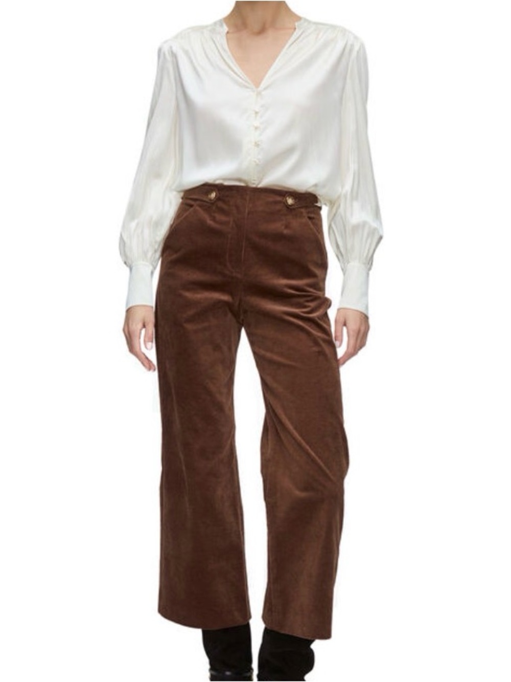 Veronica Beard Brown Wide-Leg Velvet Pants